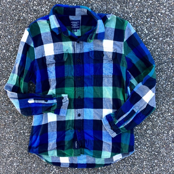 American Eagle Outfitters Other - American Eagle Plaid Flannel Blue Green